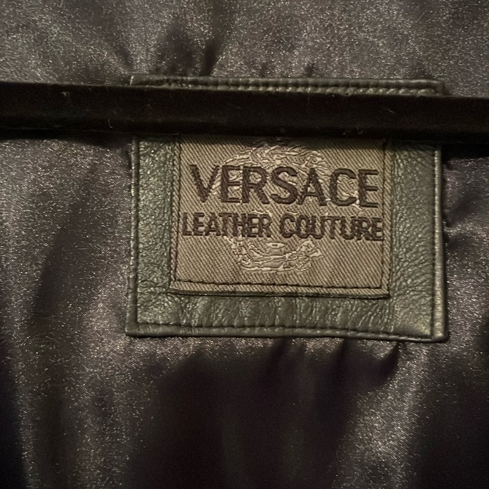 Navy Blue XXXL Versace leather jacket MENS